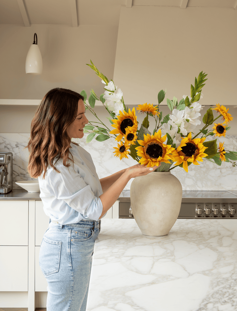 Faux Arrangement - Sunflower & White Gladiolus