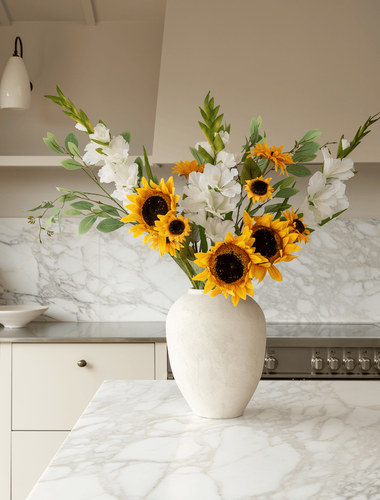 Faux Arrangement - Sunflower & White Gladiolus