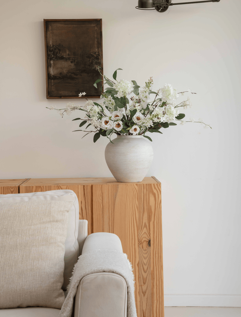 Faux Arrangement - Rose & Delphinium White