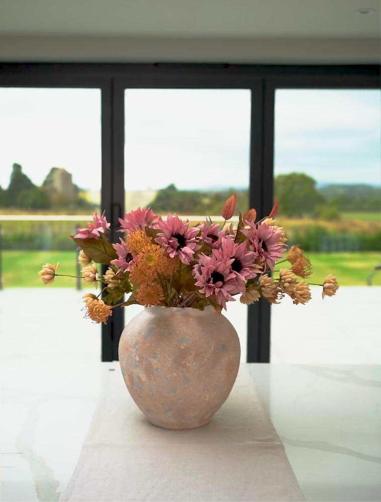 Faux Autumn Arrangement - Pink & Beige