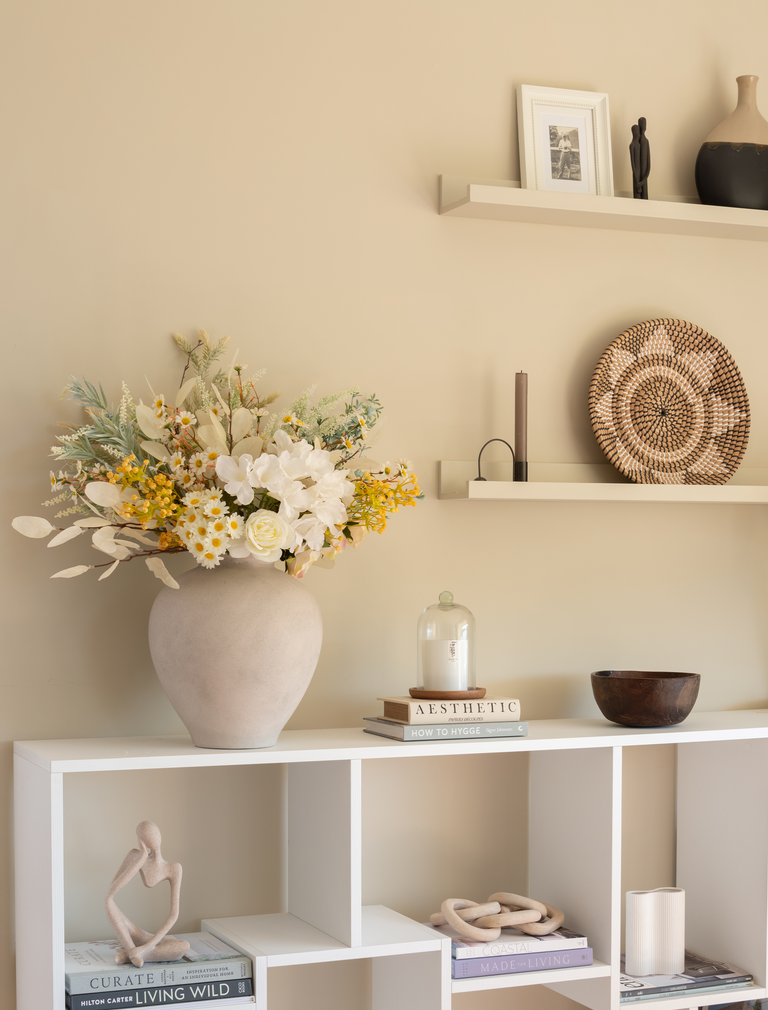 Faux Spring Arrangement - White & Yellow Meadow