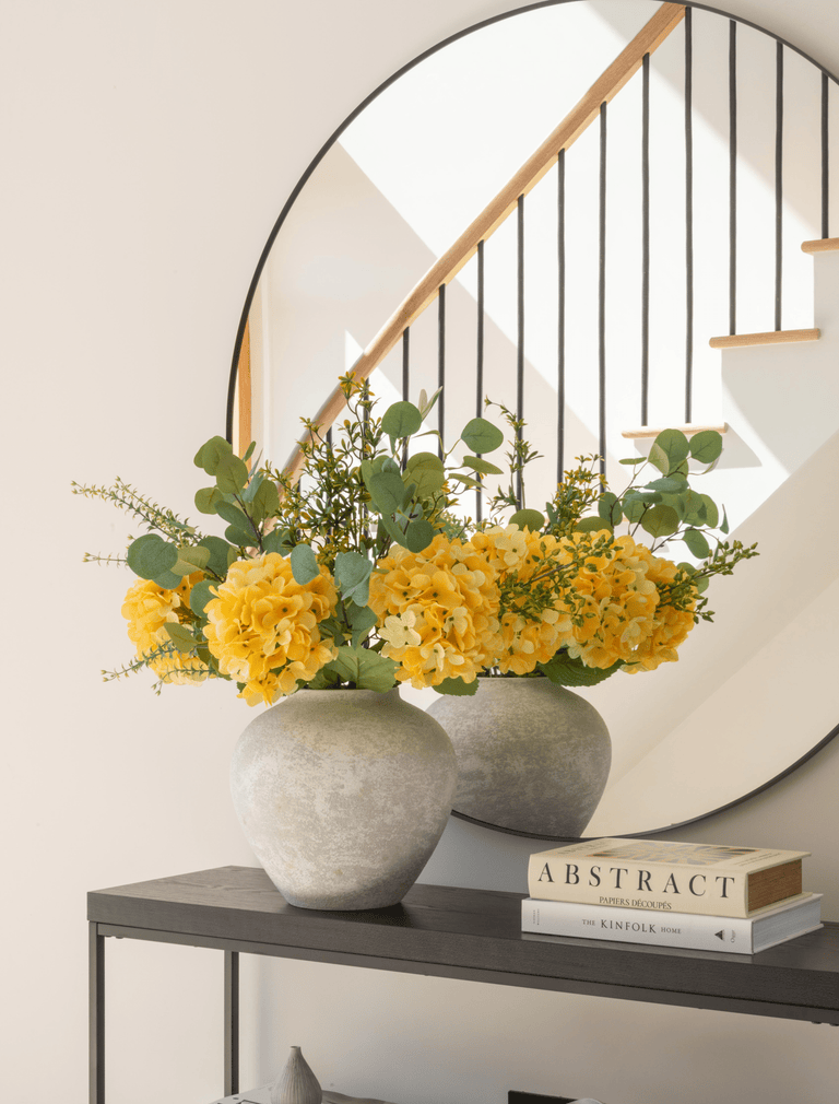 Faux Arrangement - Eucalyptus & Yellow Hydrangea