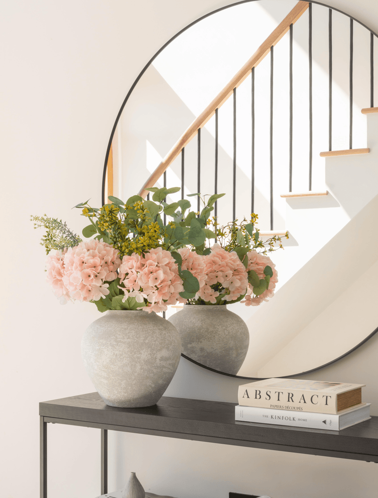 Faux Arrangement - Eucalyptus & Pink Hydrangea