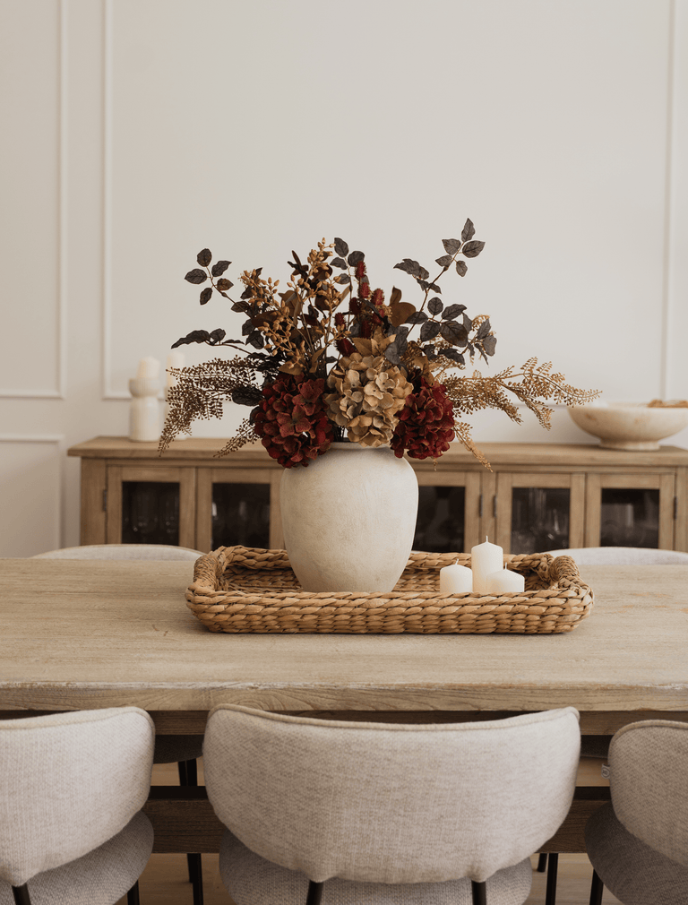 Faux Arrangement - Natural Fern Spray & Maroon Hydrangea