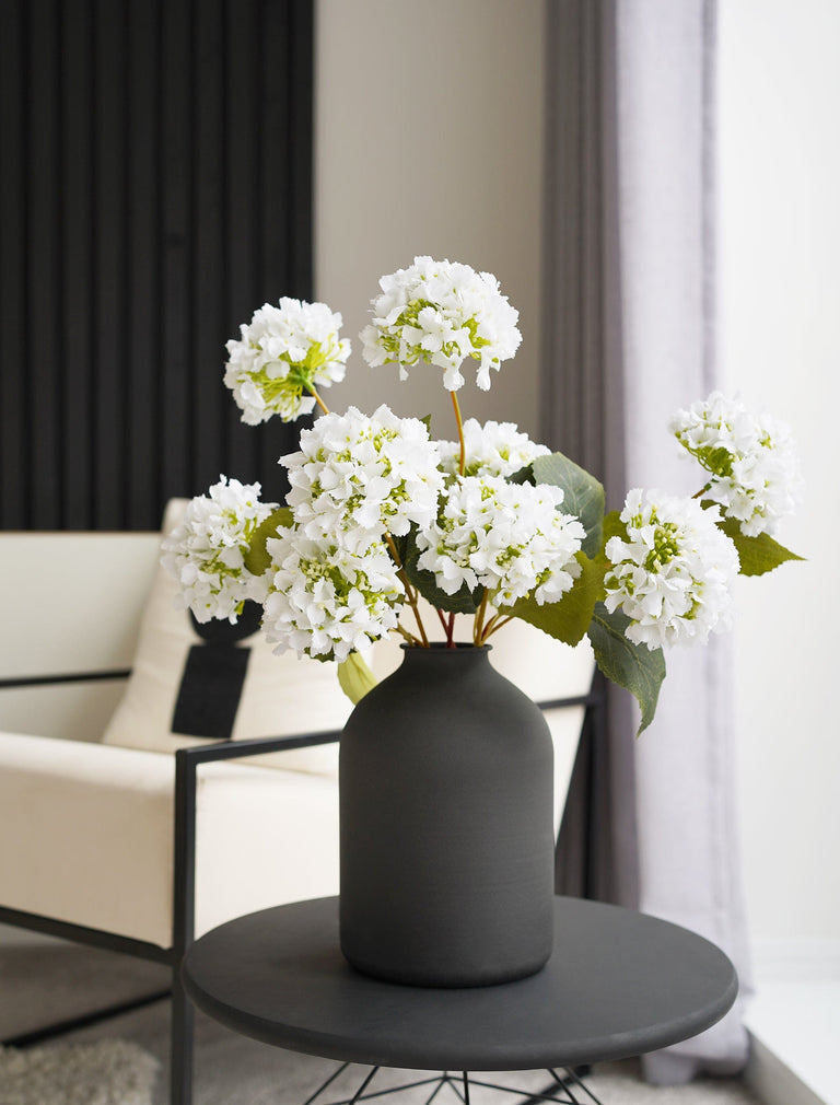 Faux Mini Hydrangea Bouquet - White (3 Stems)