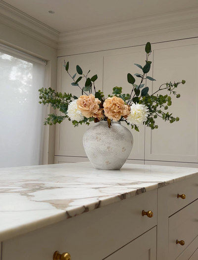 Faux Arrangement - Cream Peony & Eucalyptus