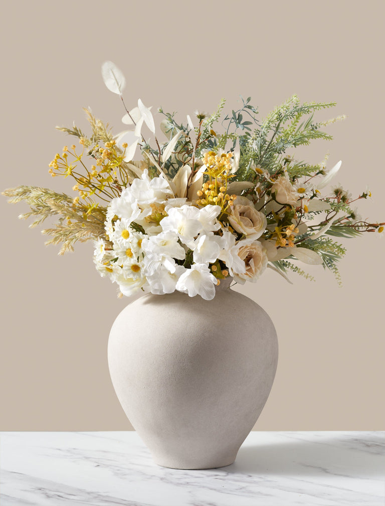 Faux Spring Arrangement - White & Yellow Meadow