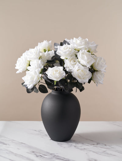 Ramo de rosas artificiales - Blanco (27 cabezas de rosas)