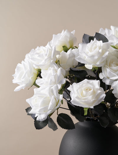 Ramo de rosas artificiales - Blanco (27 cabezas de rosas)