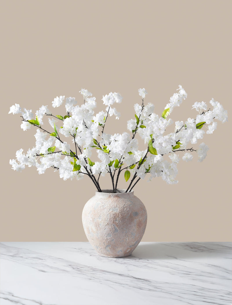 Tall Faux Cherry Blossom - White (6 Stems)