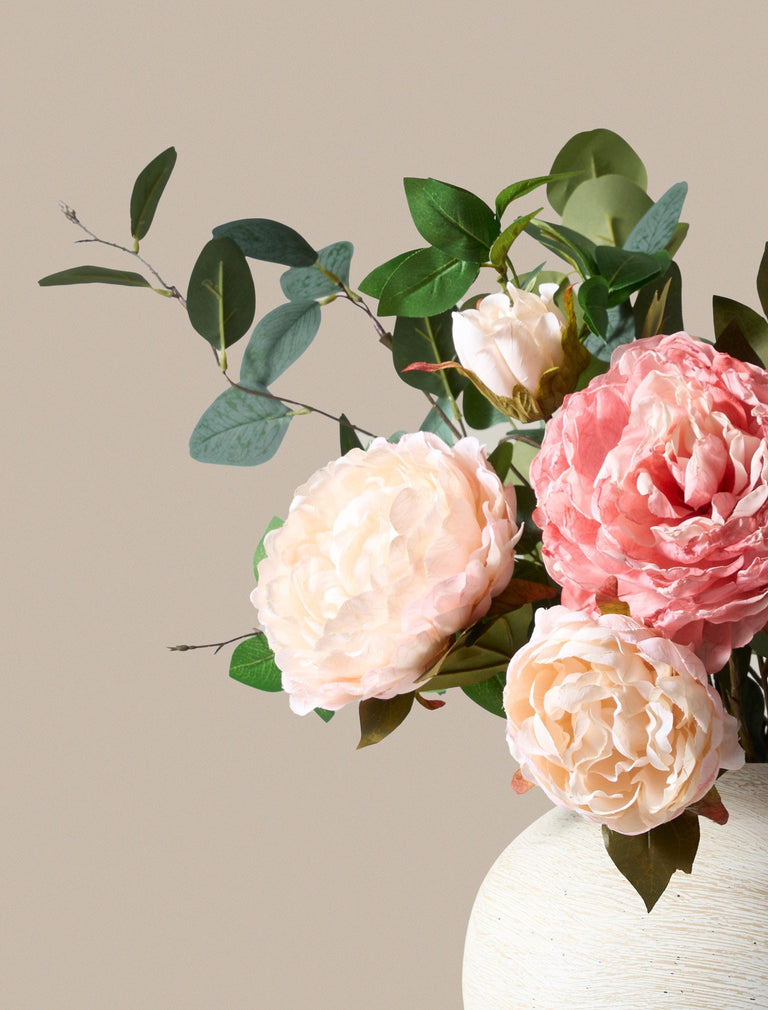 Faux Arrangement - Peony & Eucalyptus Blush