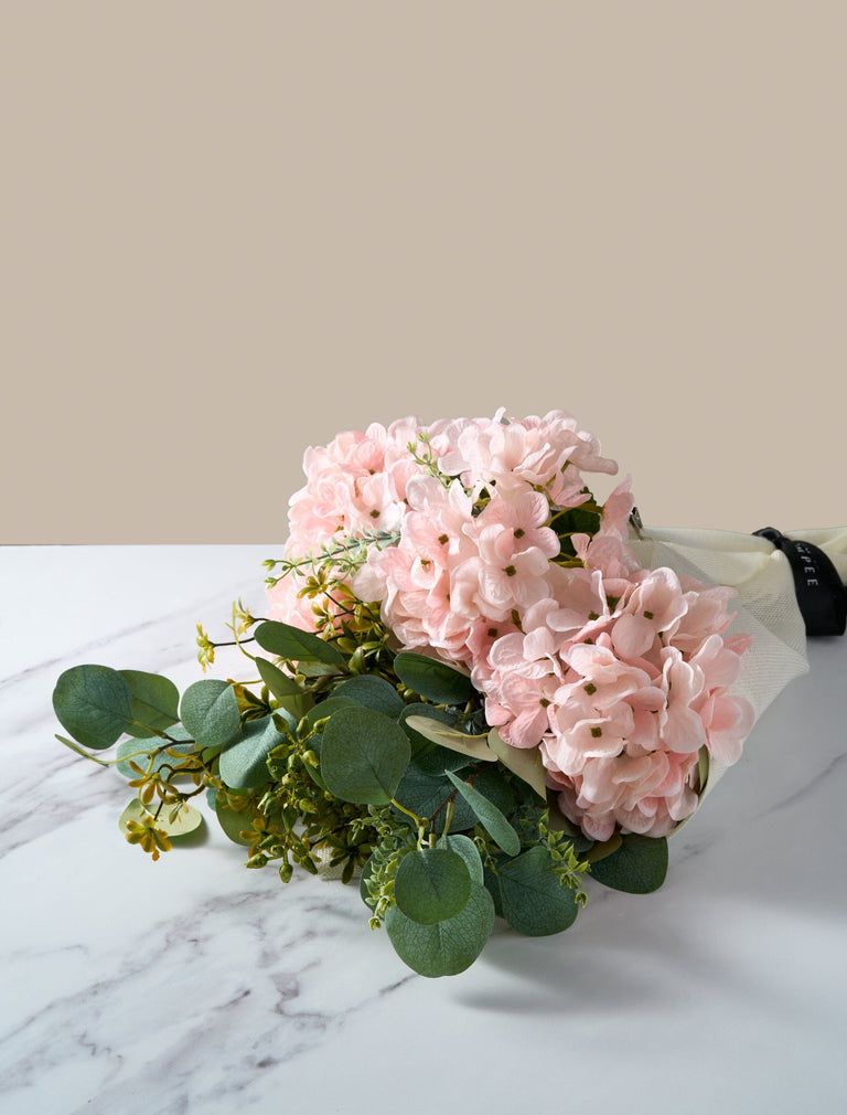 Faux Arrangement - Eucalyptus & Pink Hydrangea