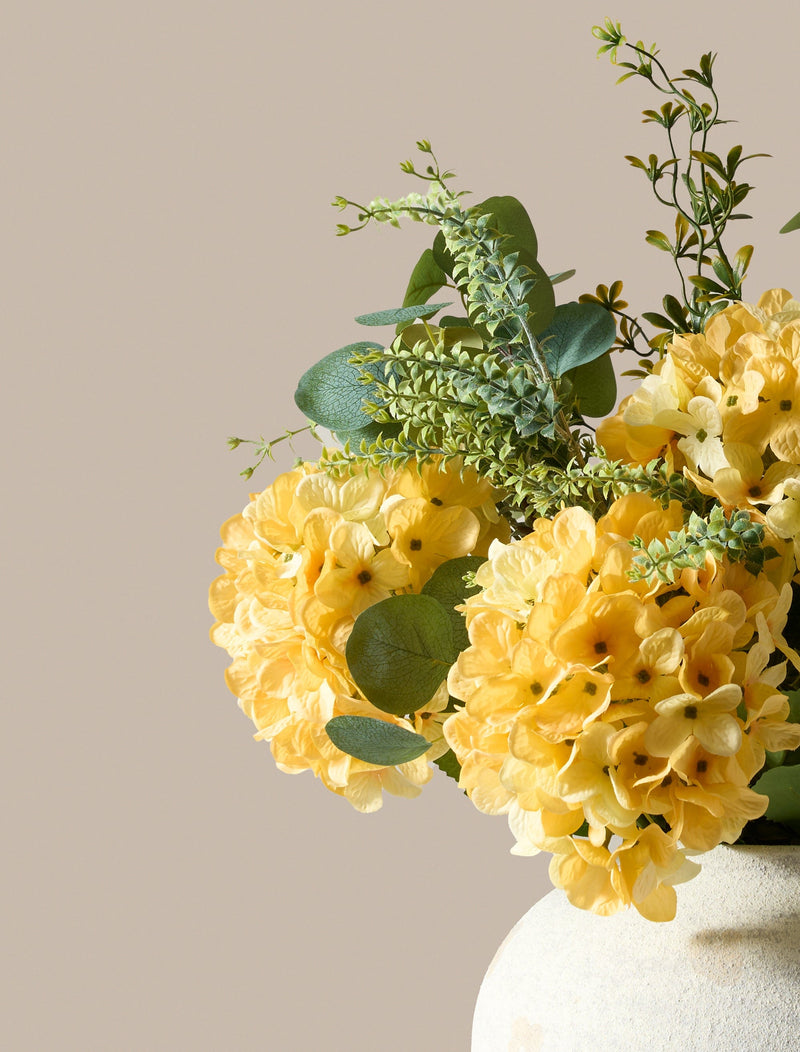 Faux Arrangement - Eucalyptus & Yellow Hydrangea