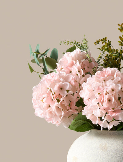 Faux Arrangement - Eucalyptus & Pink Hydrangea
