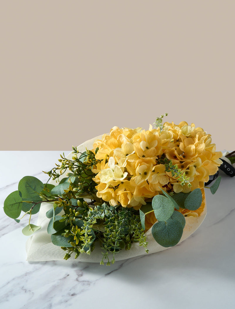 Faux Arrangement - Eucalyptus & Yellow Hydrangea