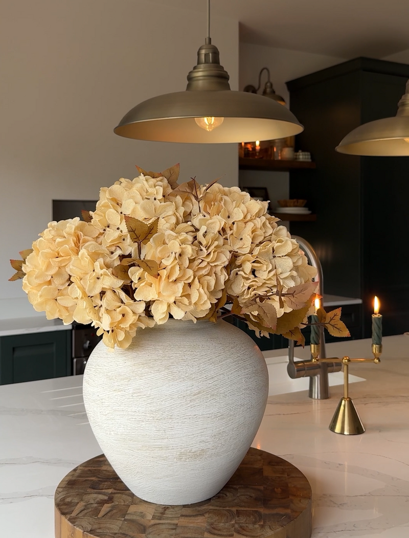Faux Hydrangea Autumn Bouquet - Cream (7 stems)