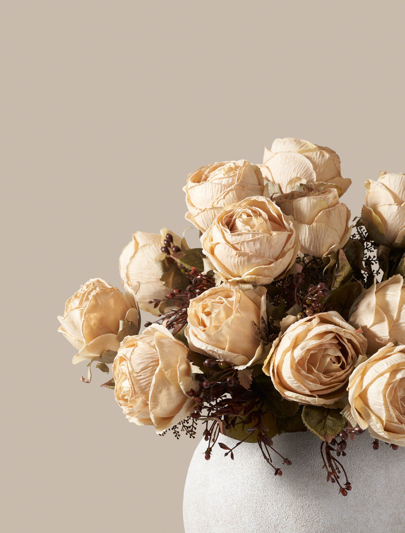 Faux Autumn Rose - Beige (3 Stems/21 Roses)