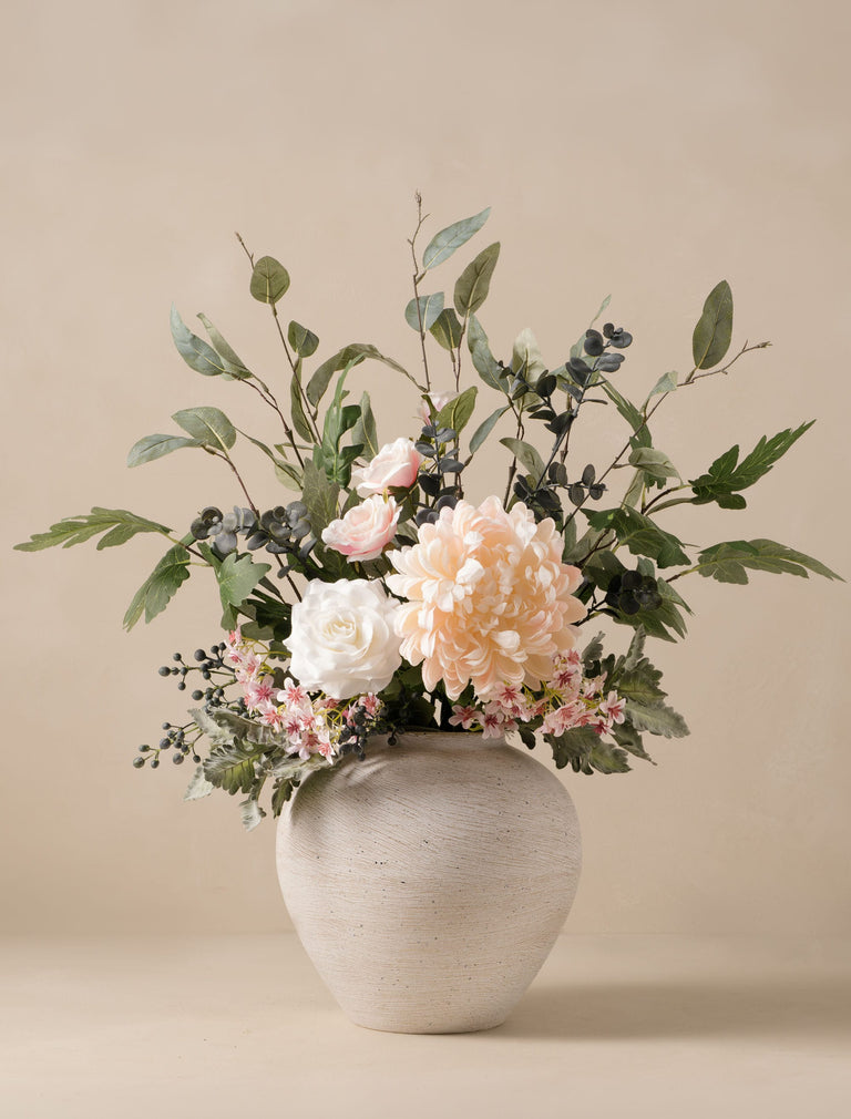 Faux Arrangement - Blush Dahlia & Blue Berry