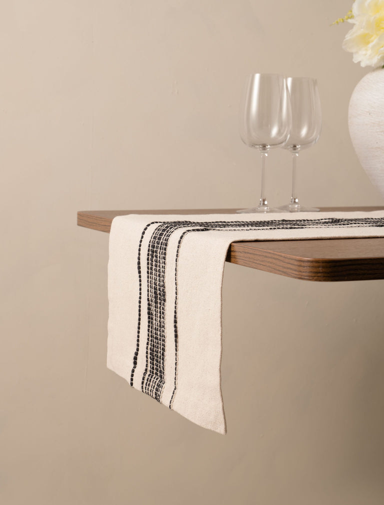 Relaxed Black Stripe Table Runner 200cm