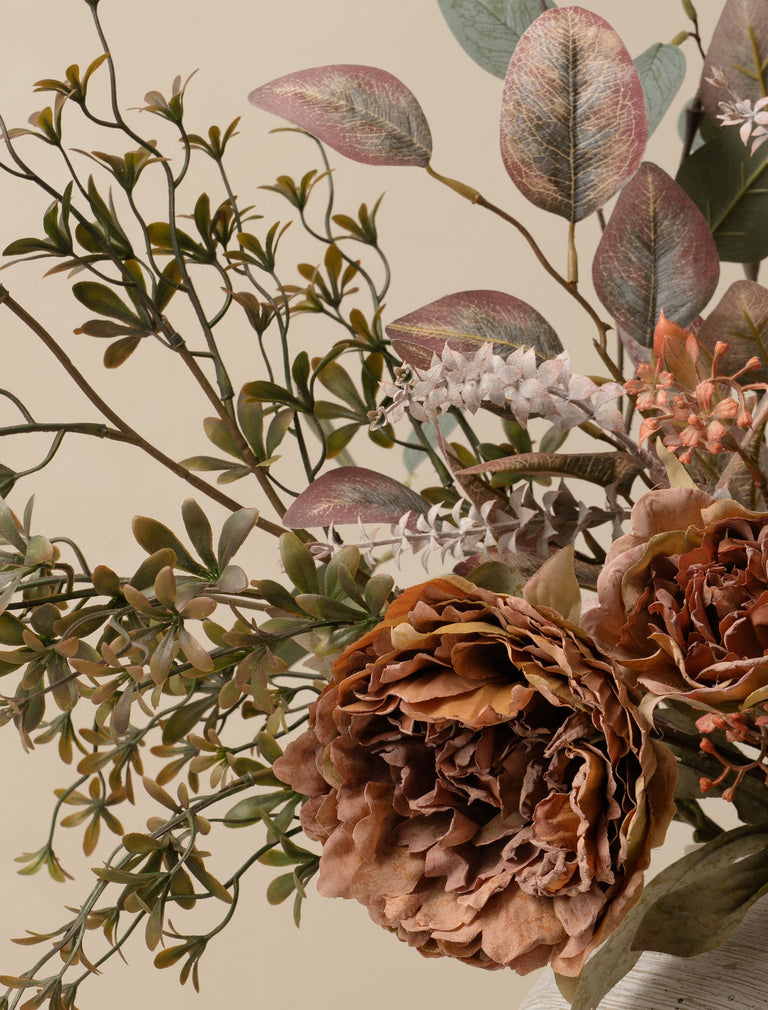 Faux Arrangement - Orange Peony & Autumn Spray