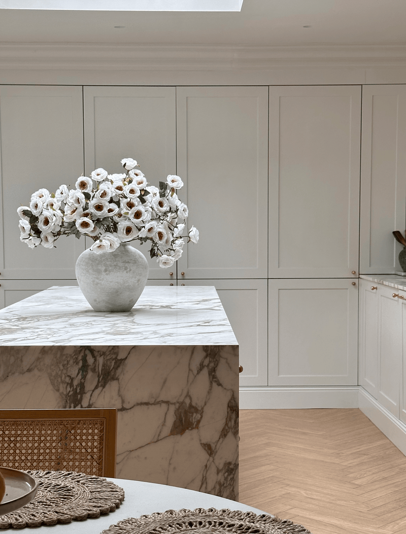 Faux Rose Arrangement - White (12 Stems / 72 Roses)