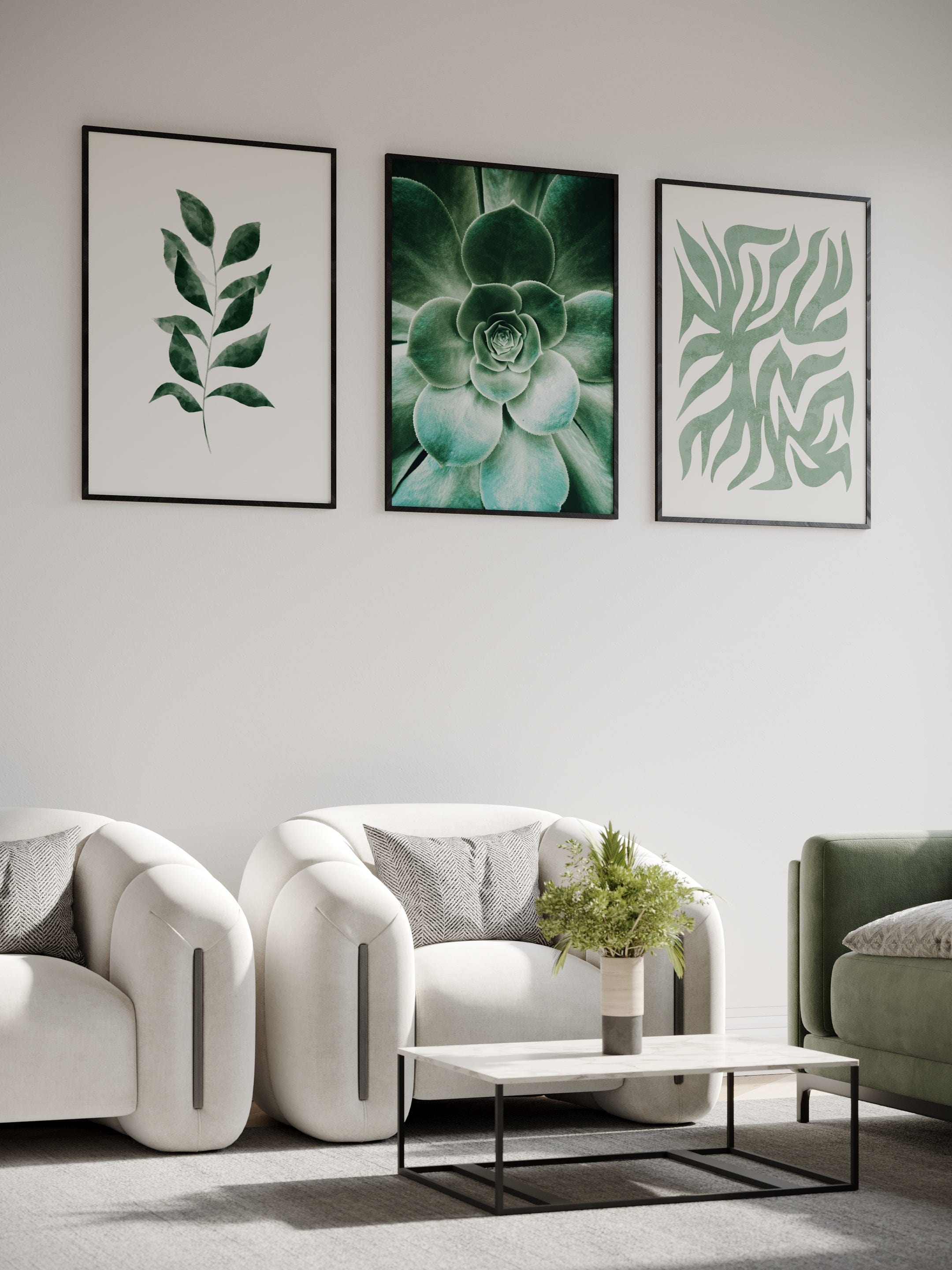 3 Print Gallery Wall - 'Meadow Green' – contempee