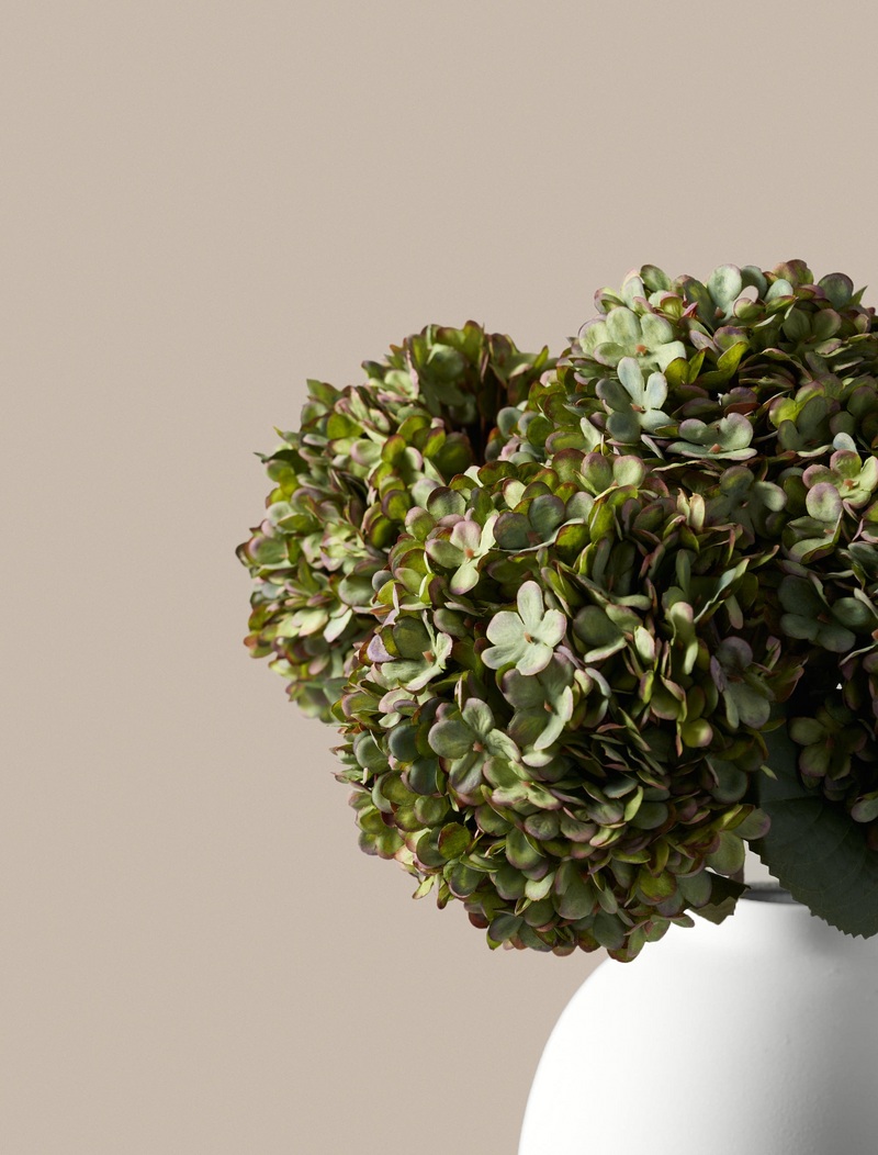 Large Faux Hydrangea - Green (5 Stems)