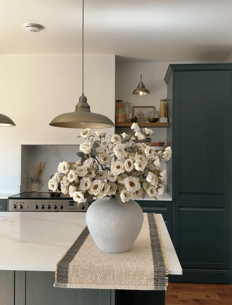 Faux Rose Arrangement - White (12 Stems / 72 Roses)